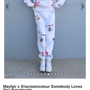 Mayfair x Iscreamcolour White Graphic Sweatpants
